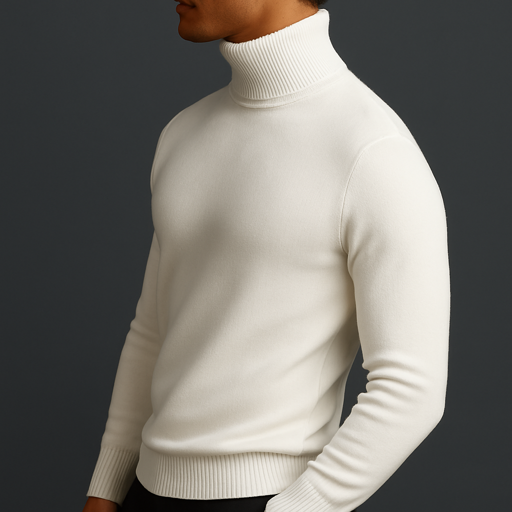 Premium Savoni Merino Wool Turtleneck Sweater Soft Warm Breathable Ribbed Fit