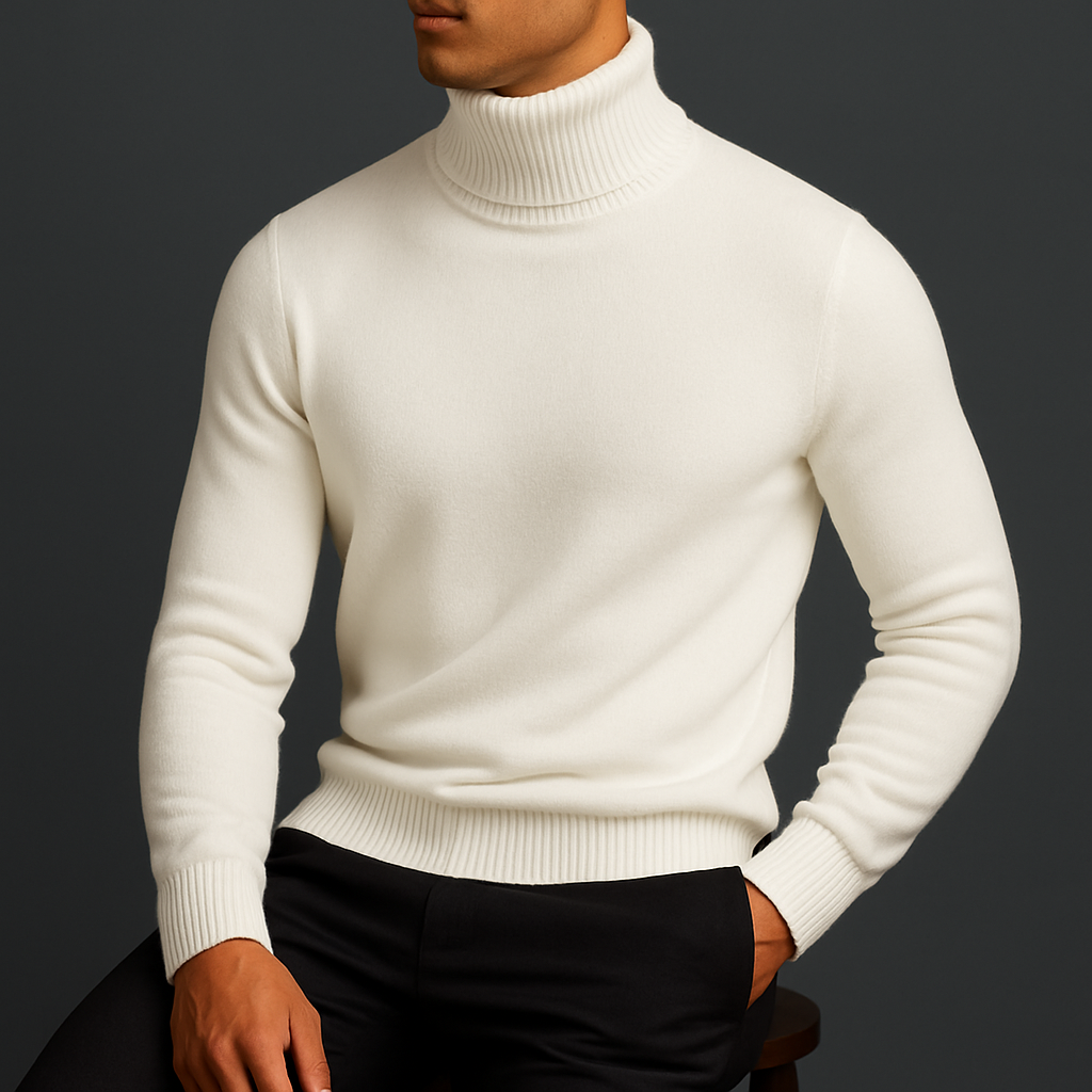 Premium Savoni Merino Wool Turtleneck Sweater Soft Warm Breathable Ribbed Fit