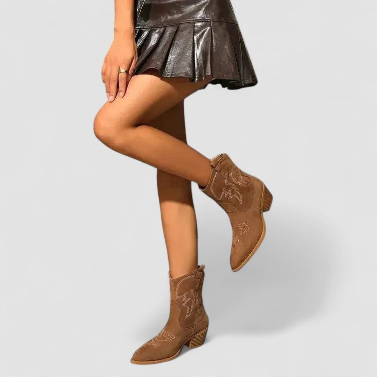 Lillian Women's Orthopedic Western Boots: Suede Comfort, Arch Support, Non-Slip Sole