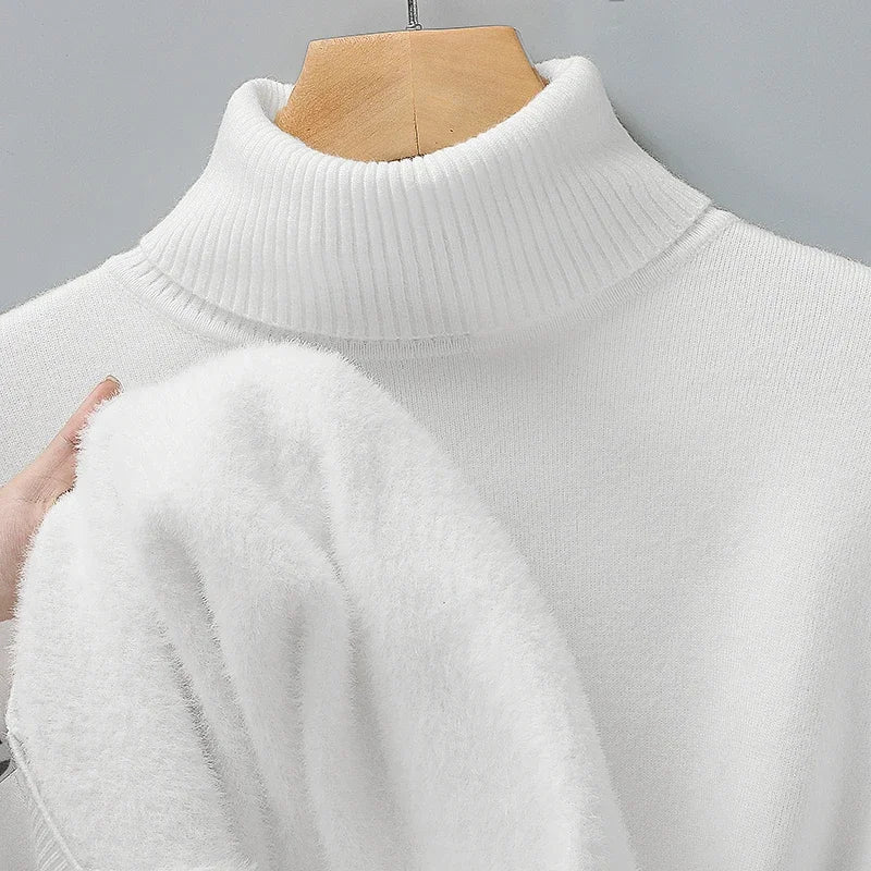 Premium Savoni Merino Wool Turtleneck Sweater Soft Warm Breathable Ribbed Fit