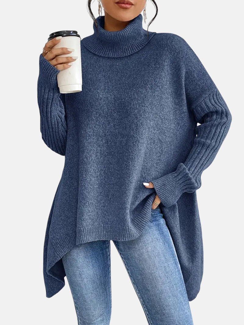 Soft Oversized Turtleneck Sweater for Women - Warm Casual Knit Pullover Top