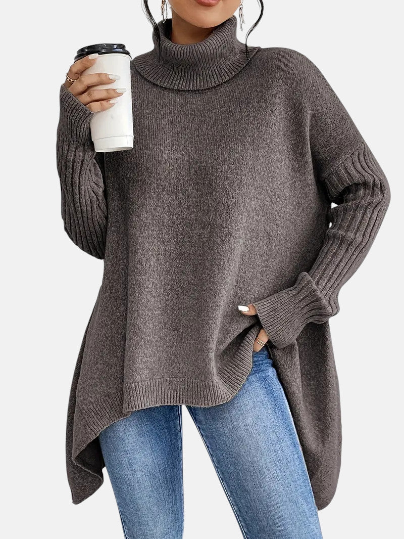 Soft Oversized Turtleneck Sweater for Women - Warm Casual Knit Pullover Top