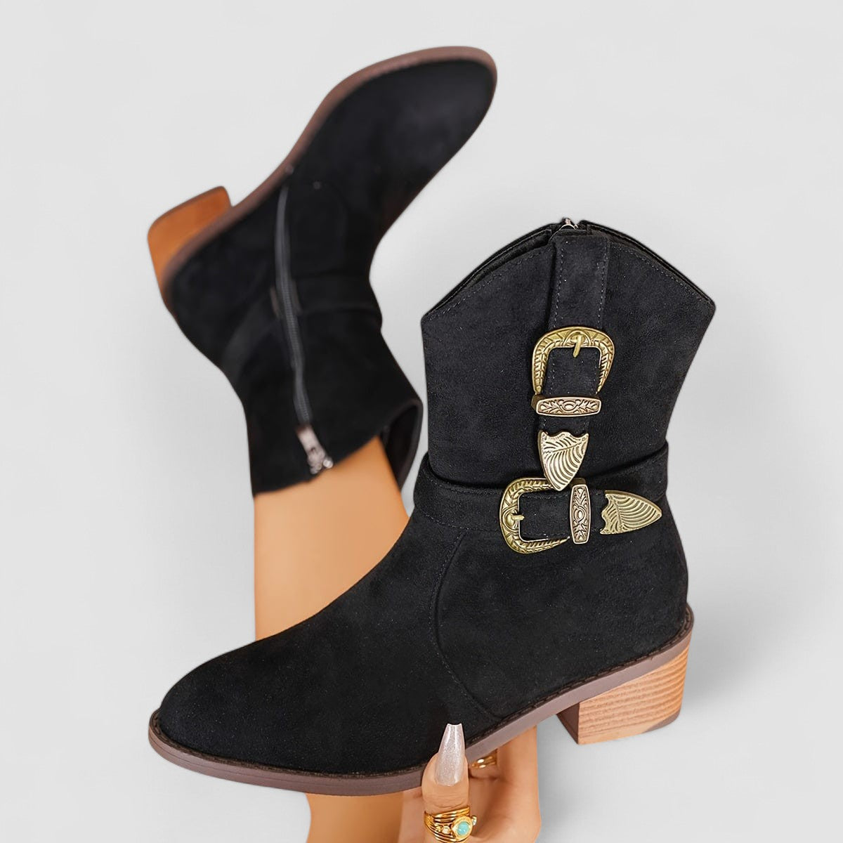 Rosa Orthopedic Western Boots for Women – Suede Comfort & Arch Support