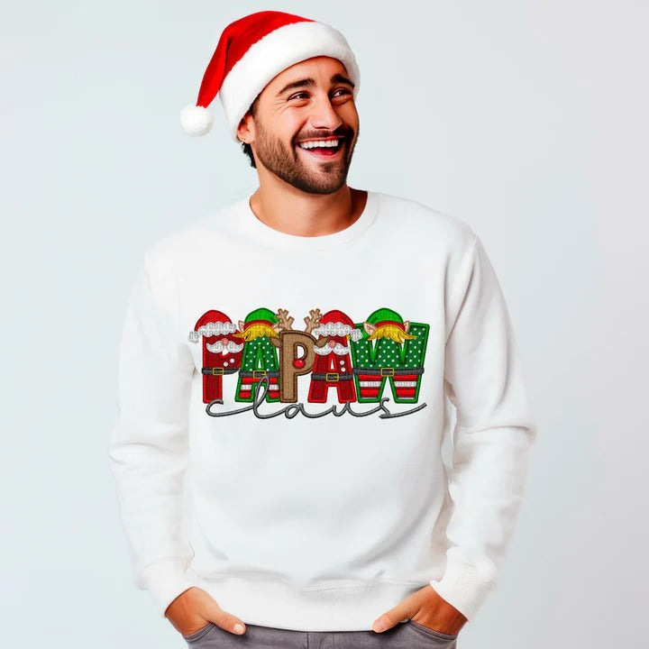 Custom Family Christmas Claus Personalized Sweatshirt with Name on Sleeve